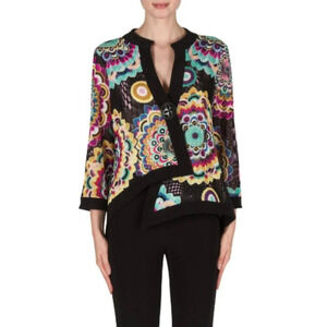 Joseph Ribkoff Womens Cover Up 8 Kimono Open Knit Multicolor Jacket